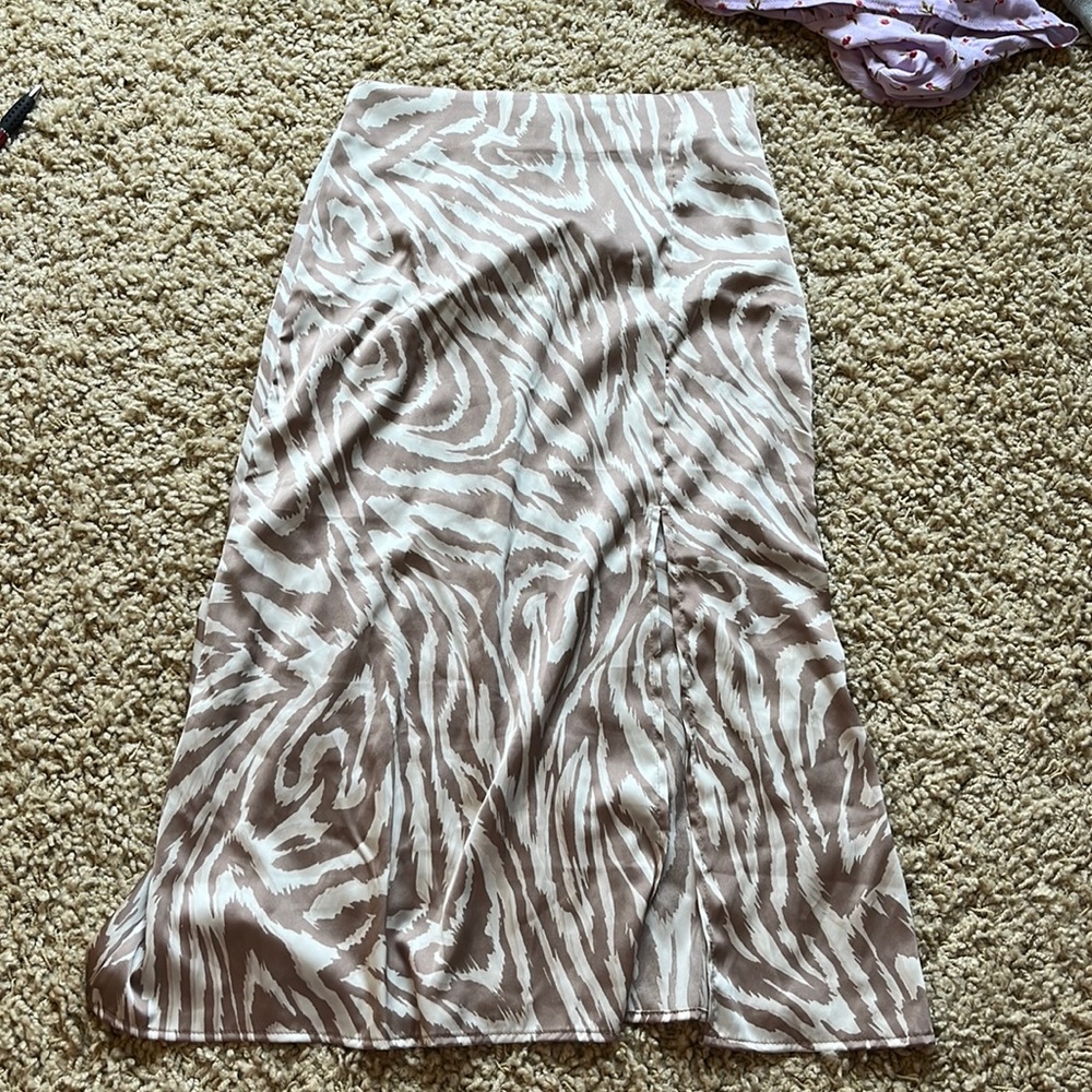zebra midi skirt